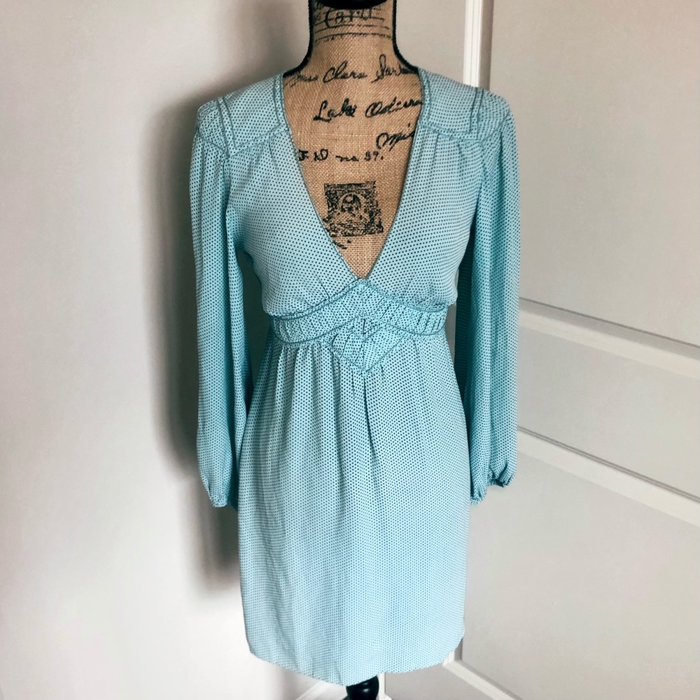 Knee Length Blue Polka Dot Romantic Vintage Dress